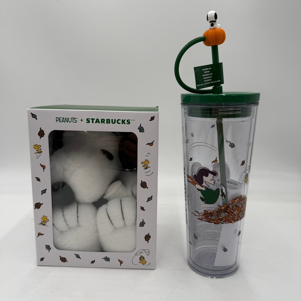 Starbucks Peanuts Snoopy Plush and Travel Mug Tumbler Set 2026 Fall Collection
